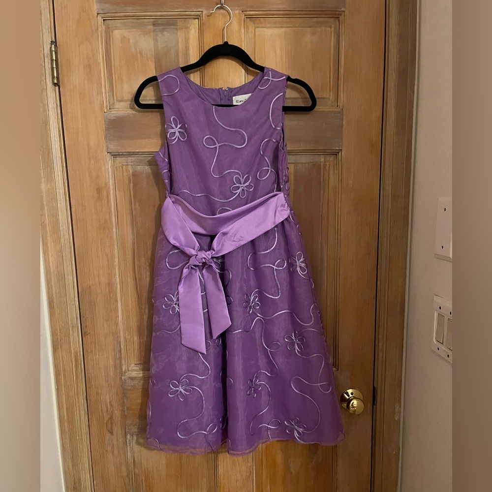Purple dress with flower designs!